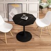 TiramisuBest 59x43 In Expandable Oval Dining Table for Farmhouse Kitchen, with Removable Leaf, Trestle X - Shaped Base, and White Oak Finish in White - 2 of 4