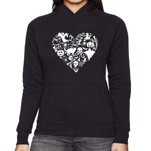 LA Pop Art Halloween Heart - Women's Word Art Hooded Sweatshirt - 1 of 4