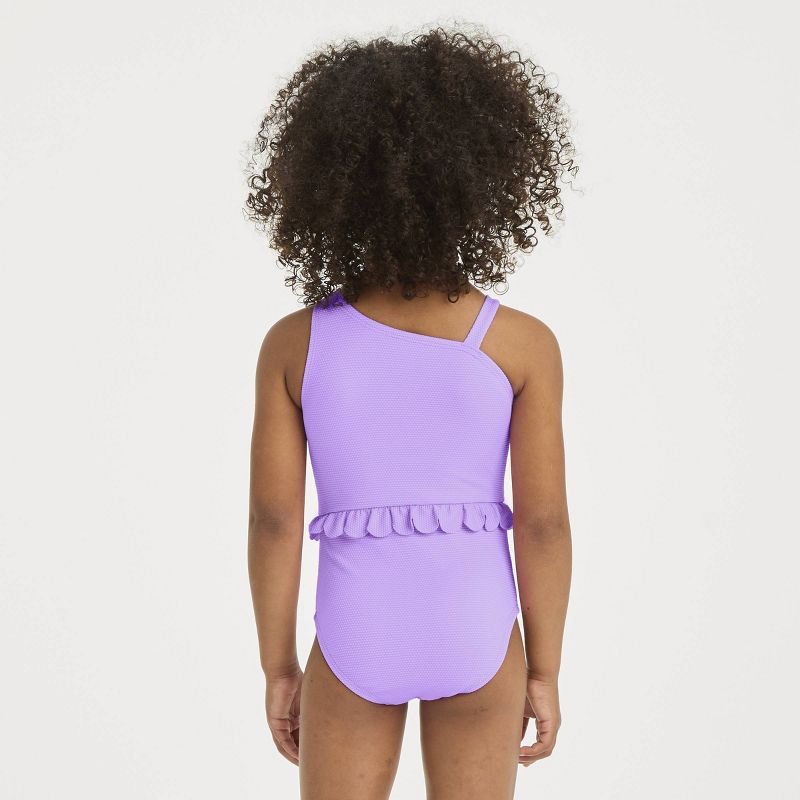 Toddler Girls' Textured Solid One Piece Swimsuit - Cat & Jack™ Purple, 3 of 5