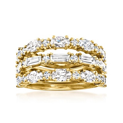 Ross-Simons 3.80 ct. t.w. CZ Jewelry Set: 3 Rings in 18kt Gold Over Sterling