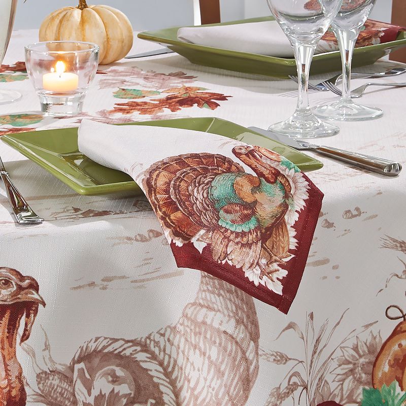 Holiday Turkey Bordered Fall Tablecloth - White/Red - Elrene Home Fashions, 3 of 4