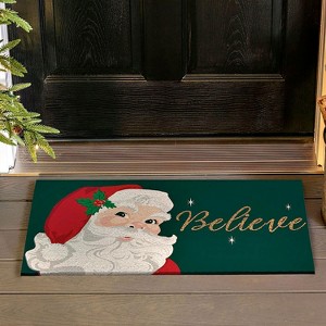 Evergreen Santa Believe Indoor Outdoor Natural Coir Doormat 1'4"x2'4" Green - 1 of 4