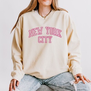 Simply Sage Market Embroidered New York Varsity Lightweight Garment Dyed Sweatshirt - 1 of 4