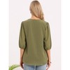 INSPIRE CHIC Women's Casual Chiffon Stripe 3/4 Puff Sleeve V Neck Embroidery Tunic Shirts - 3 of 4