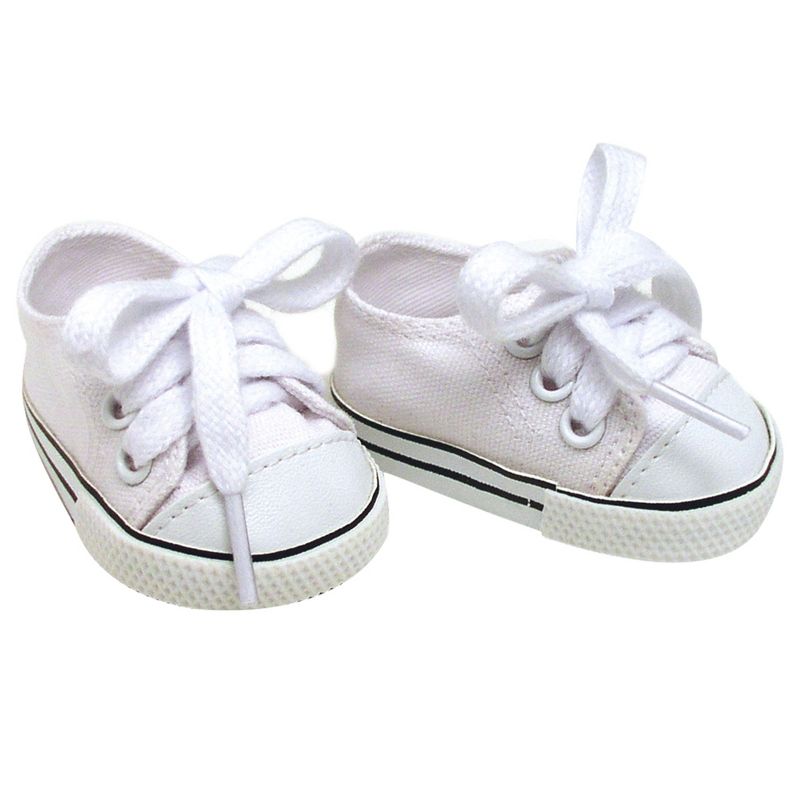 Sophia’s White Canvas Sneaker Shoes with Laces for 18" Dolls, 1 of 7