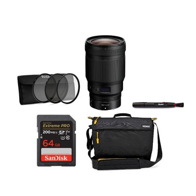 Nikon NIKKOR Z 50mm f/1.2 S Lens with 64GB Card and Messenger Bag Bundle