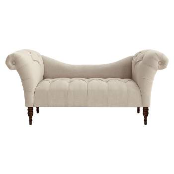 Button Tufted Chaise Settee Sofa Linen Talc - Threshold™