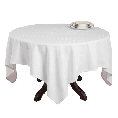 Saro Lifestyle Jacquard Tablecloth, 72"x72", White, Square