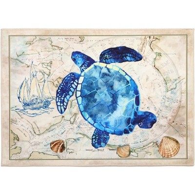 Olivia's Home Seafaring Turtles Indoor Doormat – 22"x32" Rectangle Ocean-Themed Entry Mat