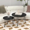 LIVAREEmlen Round Nesting Coffee Table Set of 2, Circular Nesting End Table Set, Round Marble Tabletop, and Sturdy Metal, Black - 4 of 4