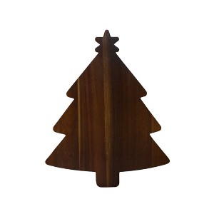 Slickblue Christmas Tree Shaped Acacia Wood Board 12.75"x16" - Holiday Appetizer Tray & Kitchen Gift - 1 of 4