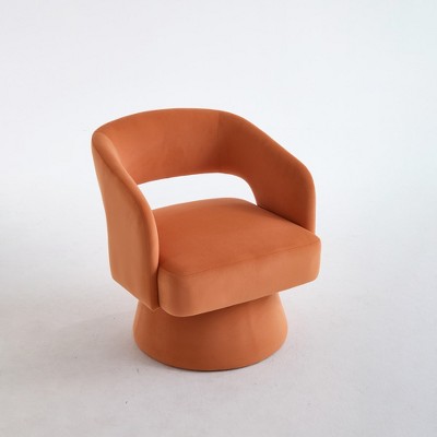 Lirago 27" Wide Orange 360° Swivel Barrel Chair Velvet Accent Armchair