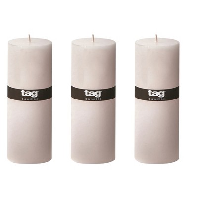 tagltd Chapel 3X6 White Pillar Paraffin Wax Candle Unscented Drip-Free Long Burning 85 Hours For Home Decor Wedding Parties Set of 3