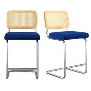 FURNIinspire Dining Chair, Counter Height Bar Stools Set of 2, Bar Chairs and Stools, Armless, Ideal for Kitchen Islands, Blue, 18.9"*17.7"*37.4" - 1 of 4