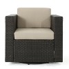 Okak 360° Swivel Patio Accent Chairs,PE Rattan Outdoor Armchairs with Iron Base&Upholstered Back,Patio Furniture Seating,Single,Brown/Beige - 2 of 4