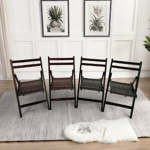 Lyngins 4-Piece Solid Wood Folding Outdoor Accent Chairs, Slatted Seat & Open Back, Patio Folding Chair for Balcony/Wedding/Indoor-Outdoor Events - 1 of 4