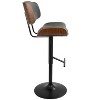 LumiSource Set of 3 Lombardi Adjustable Barstools Black Metal/Walnut PU - 3 of 4