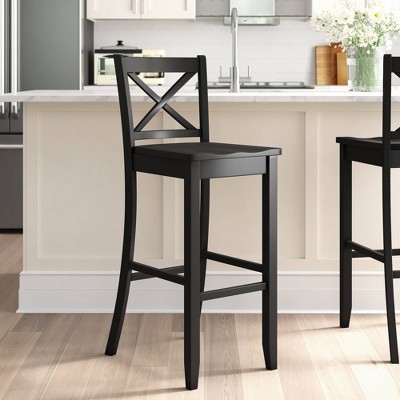 30" Black Mahogany X-Back Barstool