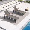 PURPLE LEAF Outdoor Chaise Lounge Chair Set of 2 Patio Pool Lounger Chairs with Wooden Armrest Sunbathing Tanning Recliner for Outside Backyard - 2 of 4