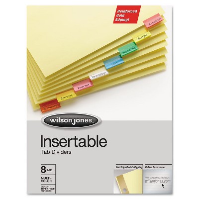 Wilson Jones Gold Pro Insertable Tab Index Multicolor 8-Tab Letter Buff Sheets 54130