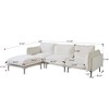 Velvet Modular Sectional Sofa with Chaise,111" Modern L-Shaped Couch for Living Room,8" High Metal Legs, Easy to Clean, Beige - 3 of 4