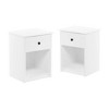 Furinno 2PCS Mid-Century Nightstand Multipurpose End Table Accent Side Table W/Drawer & Open Storage Cube for Bedroom,Living Room,White - 3 of 4
