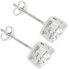 Slickblue Women's Rhodium-Plated Sterling Silver Stud Earrings, 1.54ct Clear Cubic Zirconia, 6mm, Classic Prong Setting - 2 of 3
