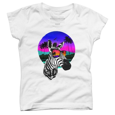 Girl's Design By Humans Summer Zebra By clingcling T-Shirt