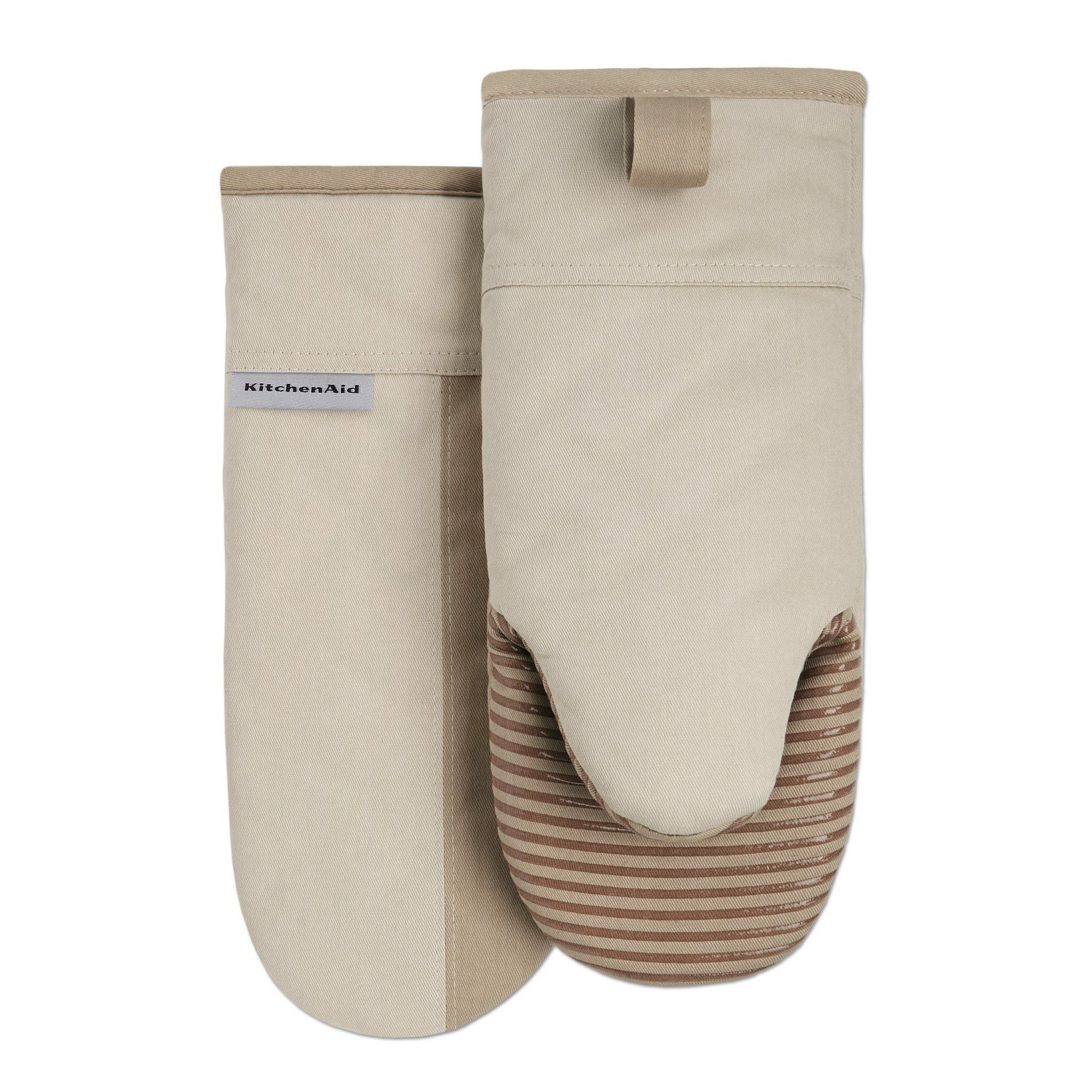 KitchenAid Beacon Two-Tone Oven Mitts 2-Pack, Milkshake Tan/Beige
