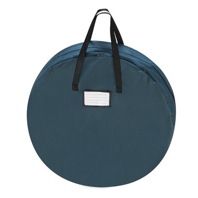 Wreath Storage Bag- 36 Round- Protect Holiday, Easter, Fall & Christmas Artificial Wreaths & Garland-Green Canvas Tote with Handles by Tiny Tim Totes