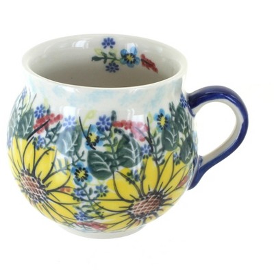 Blue Rose Polish Pottery Sunflower Maze Bubble Mug