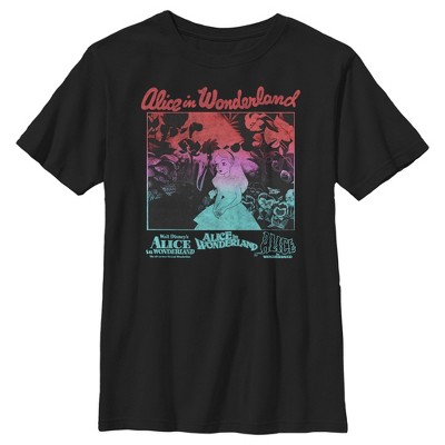 Boy's Alice In Wonderland Retro Movie Poster T-shirt - Black - Medium ...