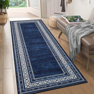 Area Rug - Modern Geometric Low Pile Non Slip Washable Rug for Bedroom/Dining Room, Non-Shedding Stain Resistant Bordered Neutral Foldable Carpet - 1 of 4