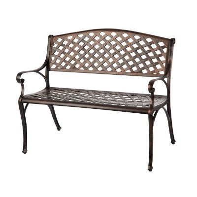 Antique Bronze Cast Aluminum Patio Bench - Fire Sense