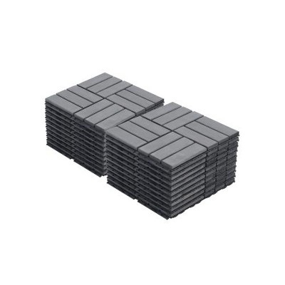 Interlocking Deck Tiles – 12"x12" Light Gray Acacia Hardwood, Checker Pattern for Patio, Balcony & Poolside – Easy DIY Outdoor Flooring