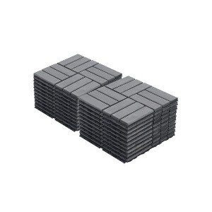 Interlocking Deck Tiles – 12"x12" Light Gray Acacia Hardwood, Checker Pattern for Patio, Balcony & Poolside – Easy DIY Outdoor Flooring - 1 of 4