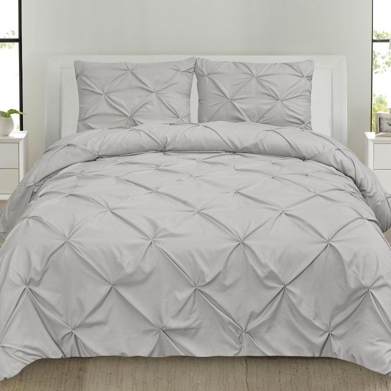 Sweet Home Collection, 3 Piece Duvet Cover Pinch Pleat Pintuck Design with Zipper Closure and Shams, 1 of 6