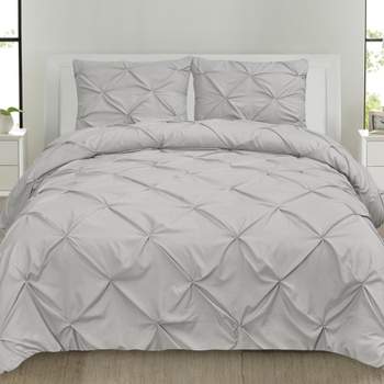 Sweet Home Collection, 3 Piece Duvet Cover Pinch Pleat Pintuck Design with Zipper Closure and Shams