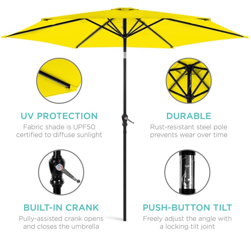 Best Choice Products 10ft Outdoor Steel Market Patio Umbrella w/ Crank, Tilt Push Button, 6 Ribs, 6 of 10