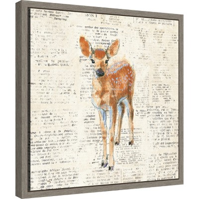 Amanti Art Into the Woods III no Border (Deer) by Emily Adams Canvas Wall Art Print Framed 16-in. x 16-in.
