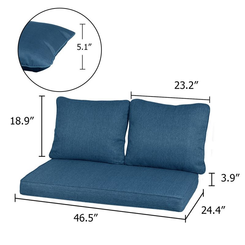 Aoodor Deep Seating Bench Loveseat Cushions Set - Set Of 3, 2 of 6