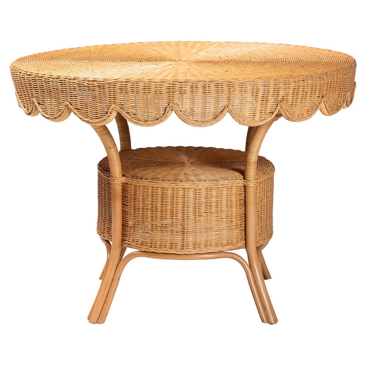 bali & pari Abena Bohemian Scalloped Rattan Dining Table Light Honey - thumbnail 2