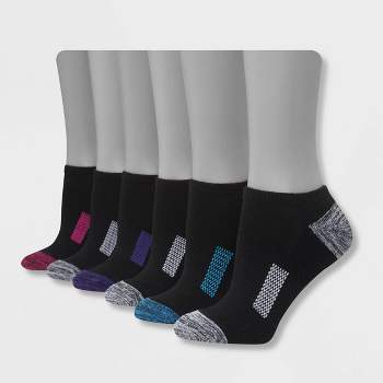 Hanes Premium Women's 6pk Cushioned Low Cut Socks - Black 5-9 : Target