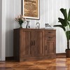 CAVINAS Fuctional Entryway Serving Sideboard Cabinet with Black Metal Handle,Wooden Buffet Cabinet with Storage for Kitchen,Dining Room - 2 of 4