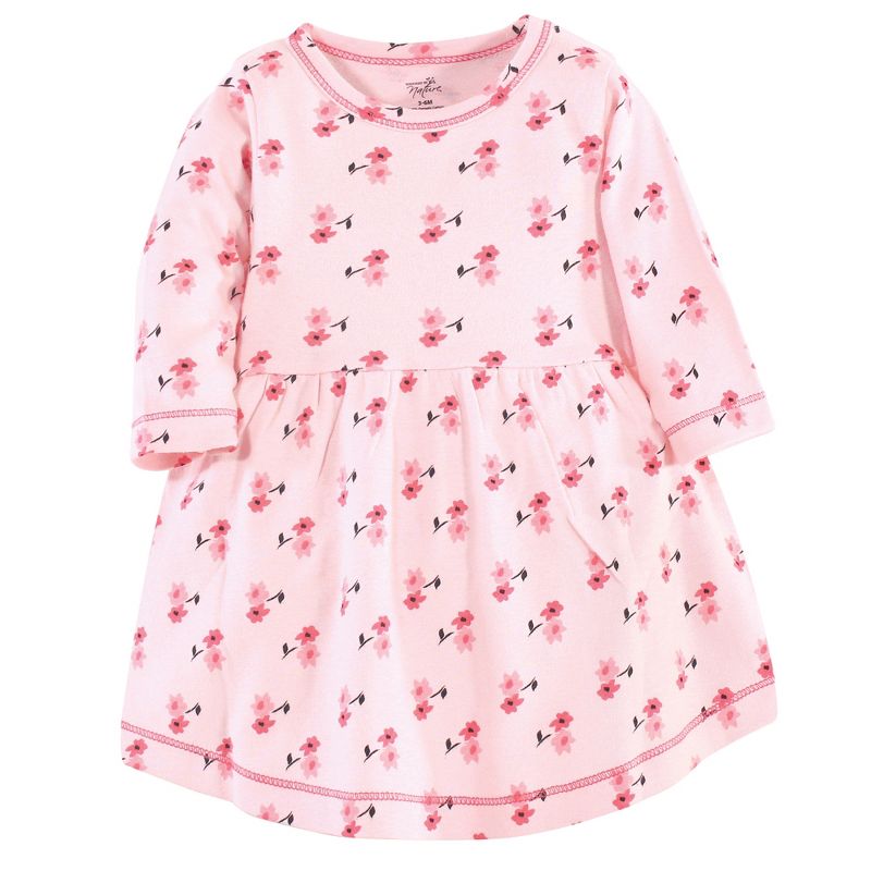 Touched by Nature Baby and Toddler Girl Organic Cotton Long-Sleeve Dresses 2pk, Coral Garden, 3 of 5