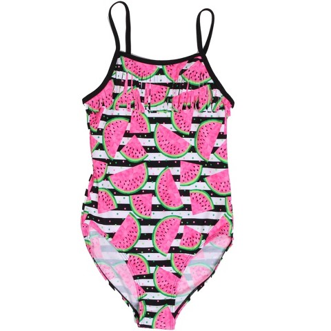 Just Love Girls One Piece Bathing Suits Swimwear for Girl (Striped Watermelon, 10-12 Years)