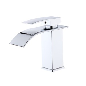 ChicFurnit Bathroom Sink Faucets Modern Waterfall Single Handle Faucet Single Hole Sink Faucet for Bathroom Vanity, Silver, 13.82"*7.72"*2.91" - 1 of 4