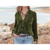 Womens Winter Velvet Long Sleeve Button Down Casual Tops Shirts - 4 of 4
