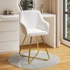 VECELO Modern PU Leather Accent Chair, Vanity Makeup Chair with Gold Metal Frame, Upholstered Armchair for Living Room or Bedroom, White - 2 of 4