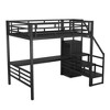 Full Size Metal Loft Bed with Desk, Storage Staircase and Small Wardrobe, Storage stairs can be installed left and right - 2 of 3